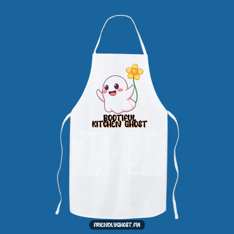 Funny Ghost Booping Flower Apron - Chef's Delightful Kitchen Gift