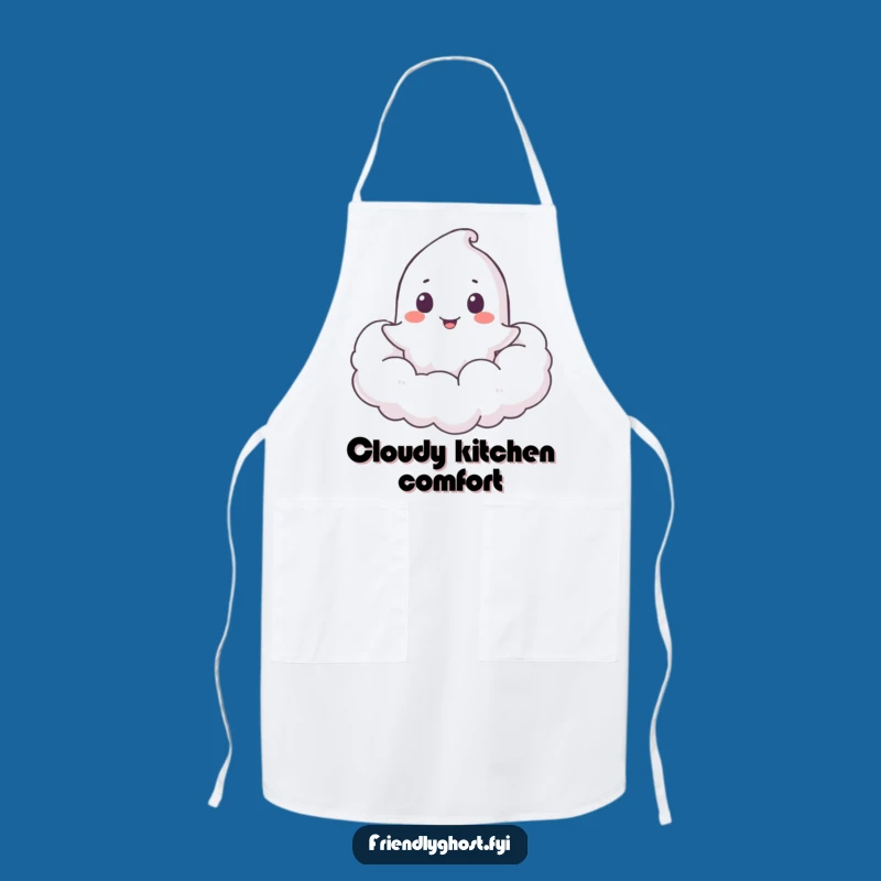 Funny Ghost Cloud Peeker Apron: Kitchen Fun, Hilarious Companion for Playful Cooks