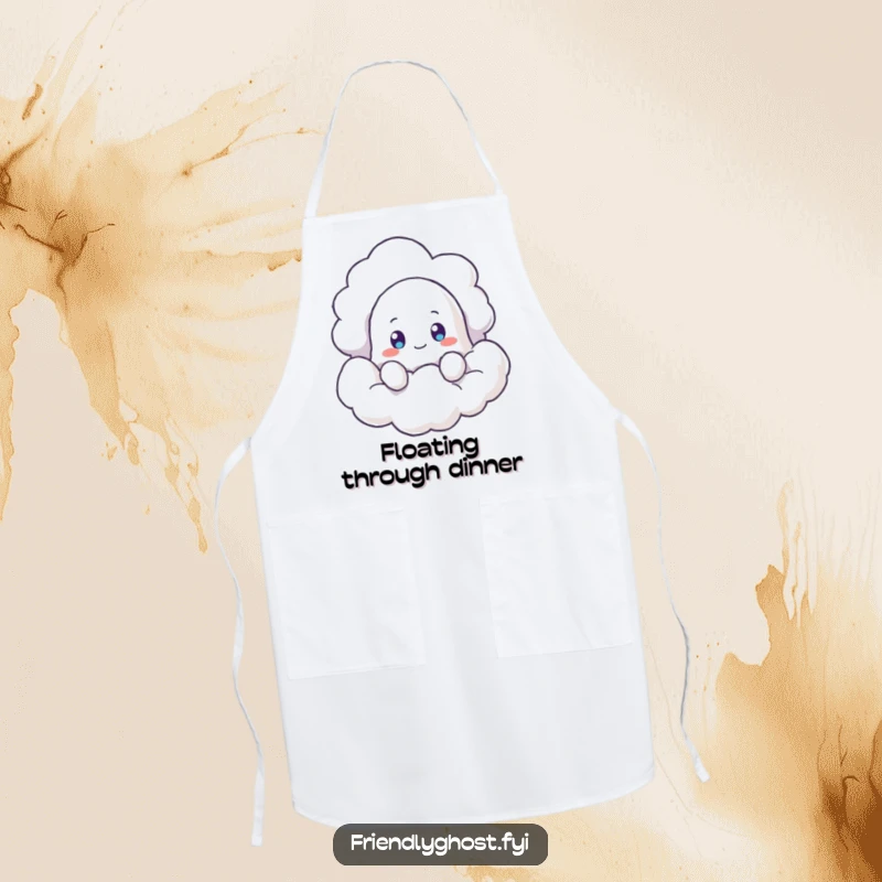 Funny Ghost Cloud Apron: A curious ghost peeking from a cloud, ready for kitchen duty. A functional and funny gift for home cooks.