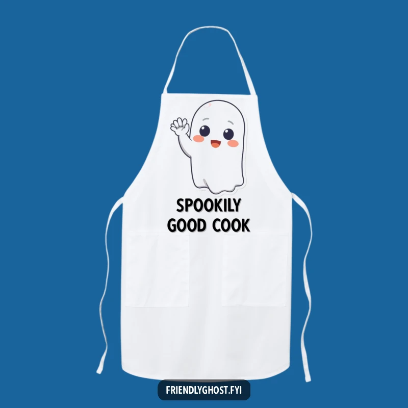 Funny Ghost Kitchen Apron: Cheerful Wave Fun - Chef's Spooky Gift