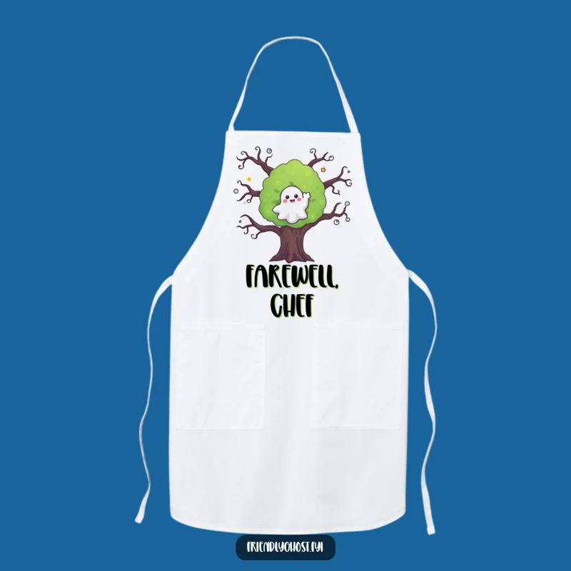 Funny Ghost Waving Tree Apron: Friendly Spooky Kitchen Fun