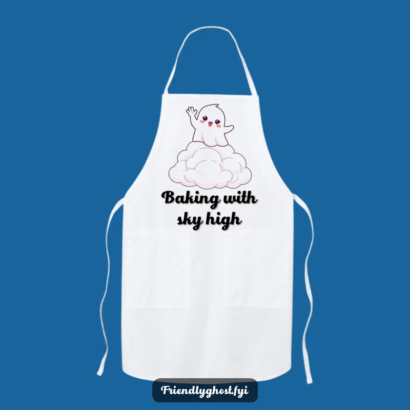 Funny Waving Ghost Cloud Apron: Cook Up Smiles in the Kitchen