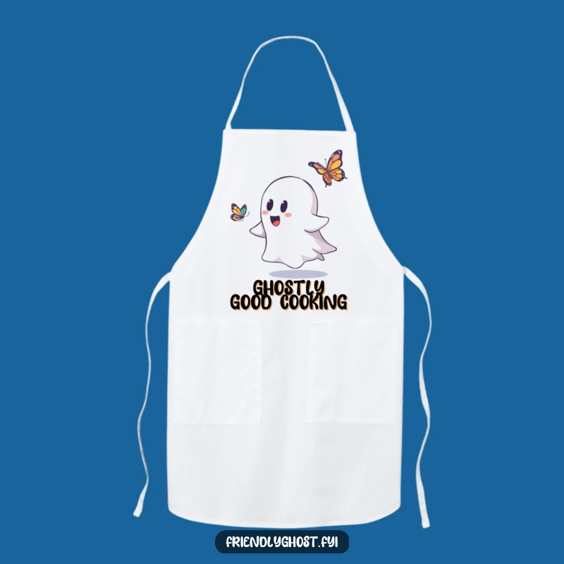 Funny Ghost Chasing Butterfly Apron: Hilarious Kitchen Wear for a Playful Chef