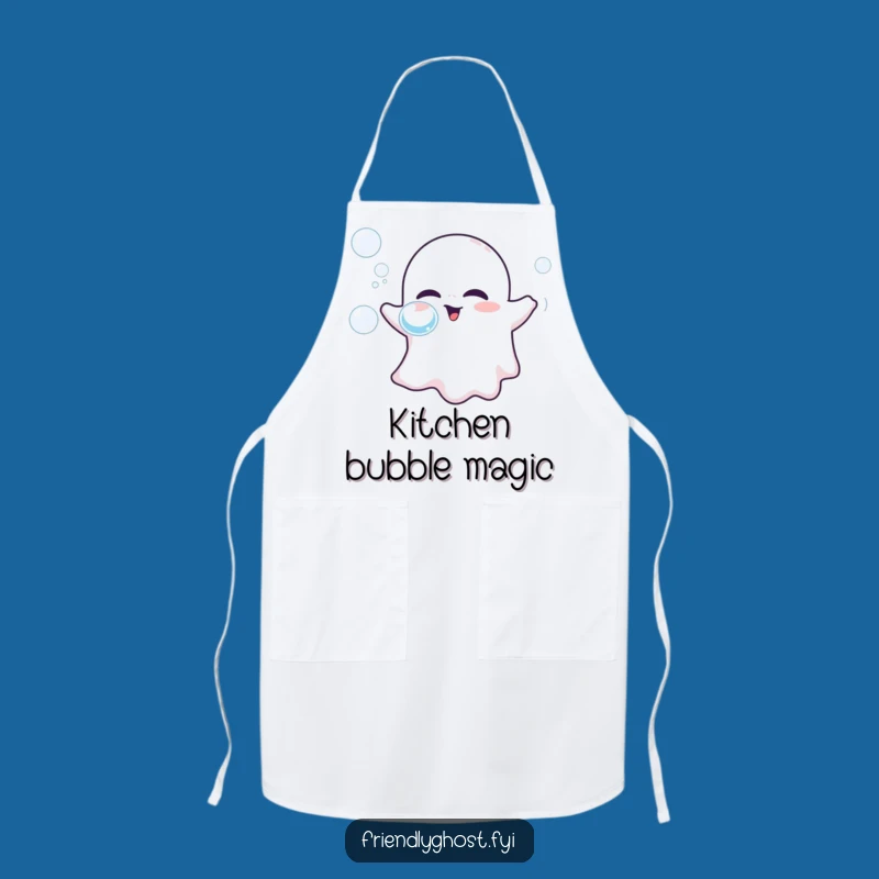 Funny Friendly Ghost Bubbles Apron: Cook with Playful Cheer!
