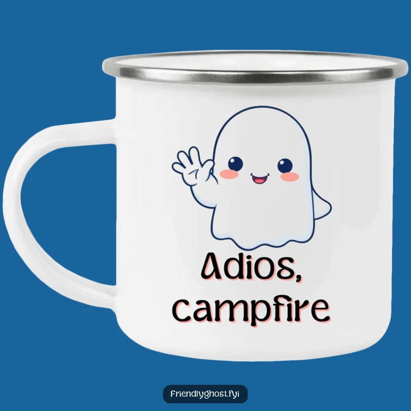 Funny Ghost Wave Camping Mug - Durable Friendly Ghost Cup, Outdoor Gift