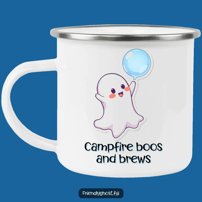 Funny Ghost Camping Mug - Playful Mischief Outdoor Coffee Cup Gift