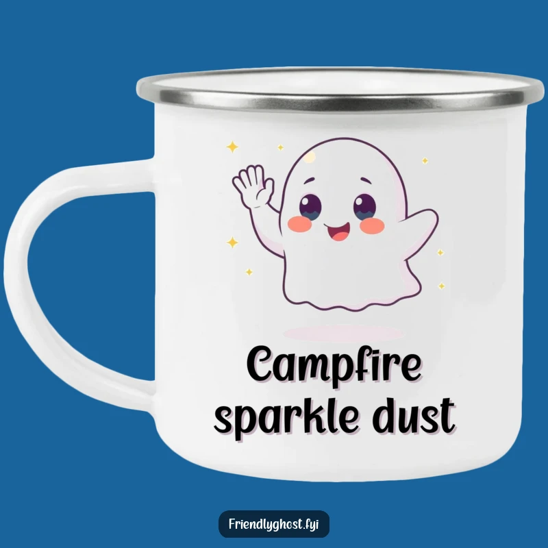 Funny Ghost Sparkle Camping Mug: Adventure-Ready with Hilarious Magic