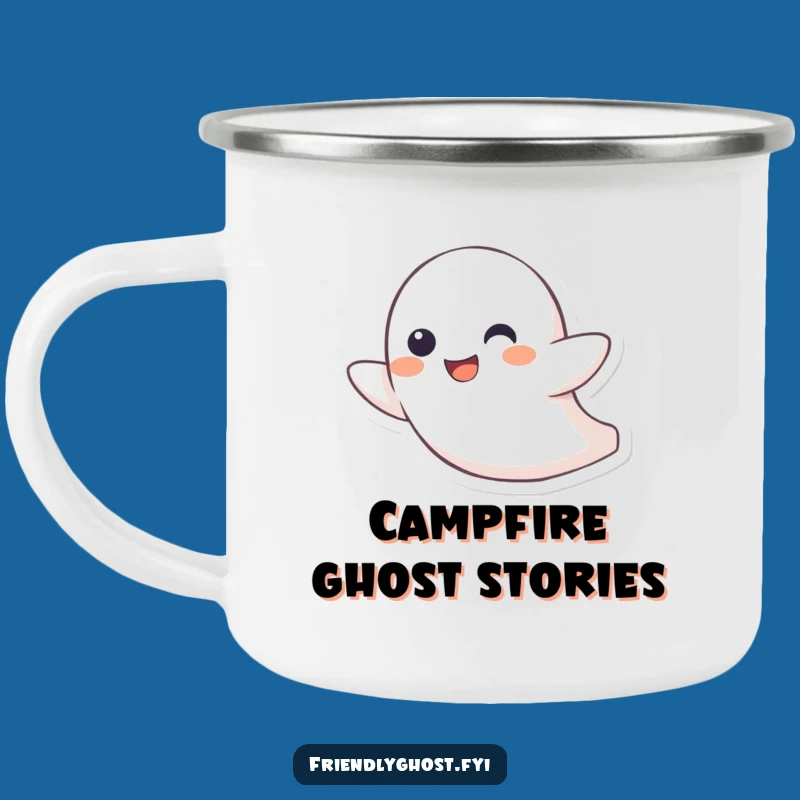 Funny Enamel Camping Mug: Ghost Character's Zippy Fun for Outdoor Funny Gifts