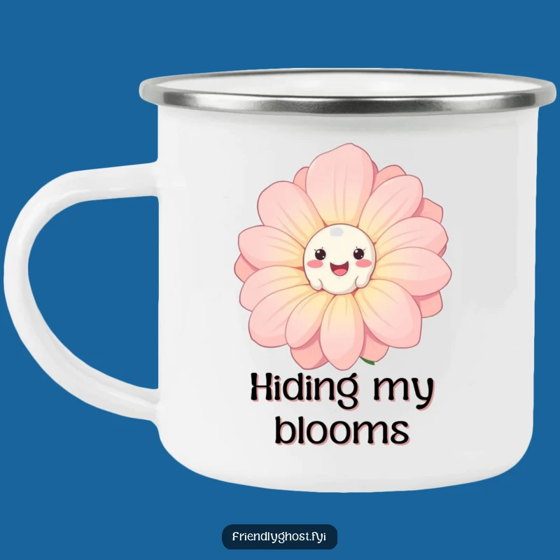 Funny Ghost Flower Camping Mug: Spooky Peek Outdoor Brew for Humorous Adventures