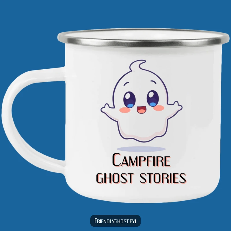 Funny Surprised Ghost Jump Camping Mug: Enjoy Your Brew with Hilarious Outdoor Fun