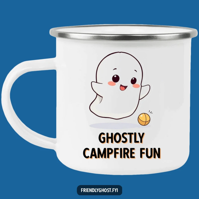 Funny Ghost Bounce Camping Mug: Mischievous Pal - Outdoor Spooky Gift