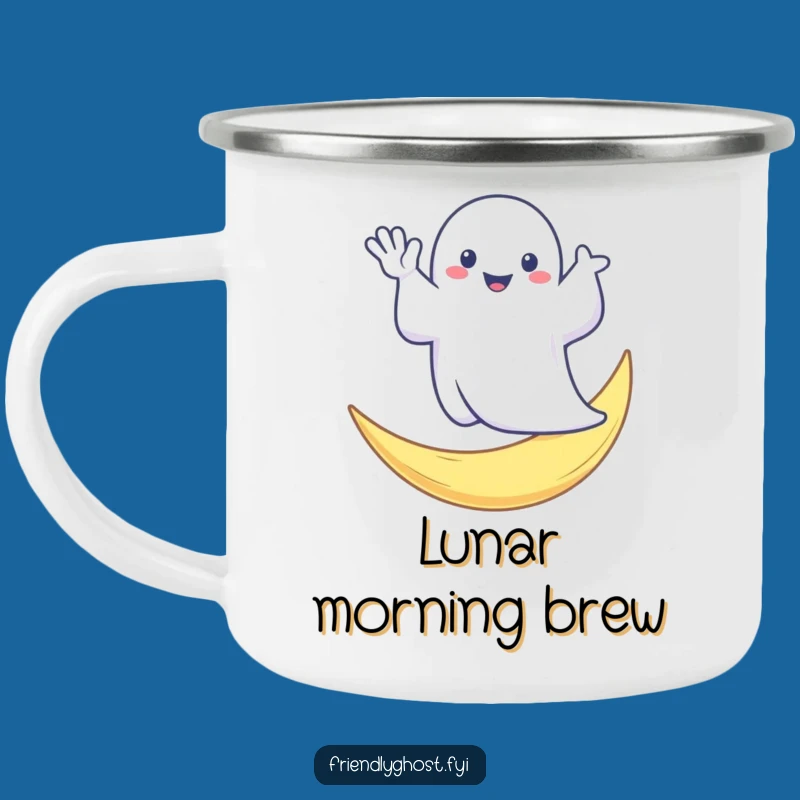 Funny Ghost Moon Wave Camping Mug: Spooky Outdoor Greeting, Perfect Gift for Campers