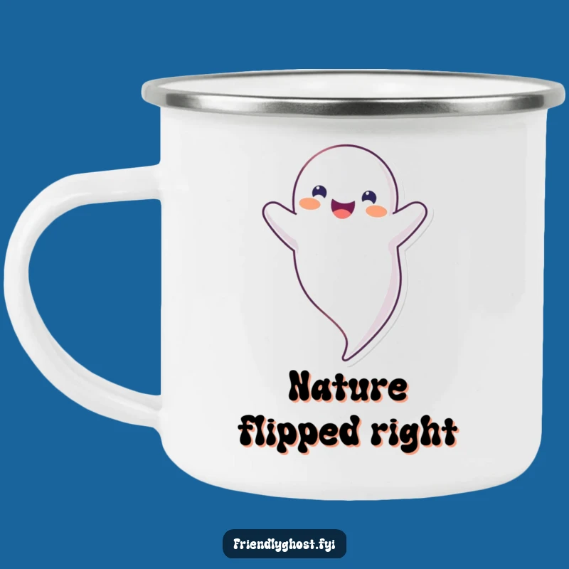 Funny Upside Down Ghost Camping Mug: Happy Floating Campfire Fun