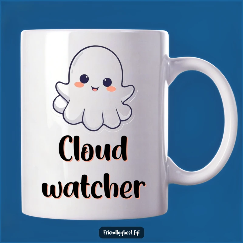 Funny Little Ghost Cloud Peek Mug: Mysterious Spectral Fun Surprise