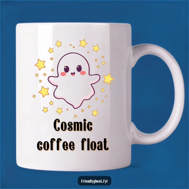 Funny Happy Ghost Stars Mug: Joyful Character Gift for Dreamers