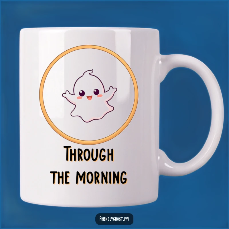Funny Ghost Hoop Mug: Playful Ghost Acrobat Gift for a Fun Drink