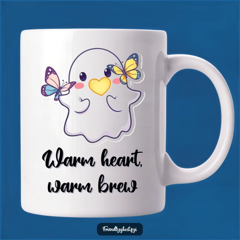 Funny Friendly Ghost Heart Mug: Kind Character Gift for Gentle Souls