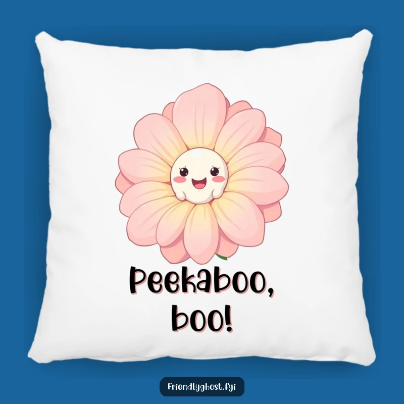 Funny Ghost Flower Pillow: Cozy Spooky Peek Comfort for Humorous Home Decor