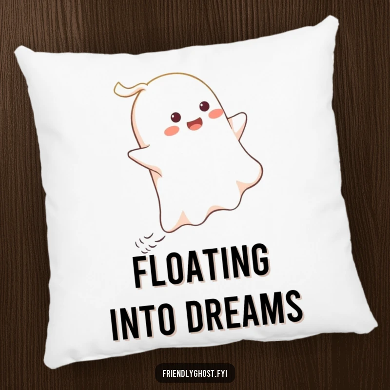 Funny Ghost Wind Rider Pillow: A cheerful ghost gleefully rides a gust of wind, offering comfort and a touch of comical joy.