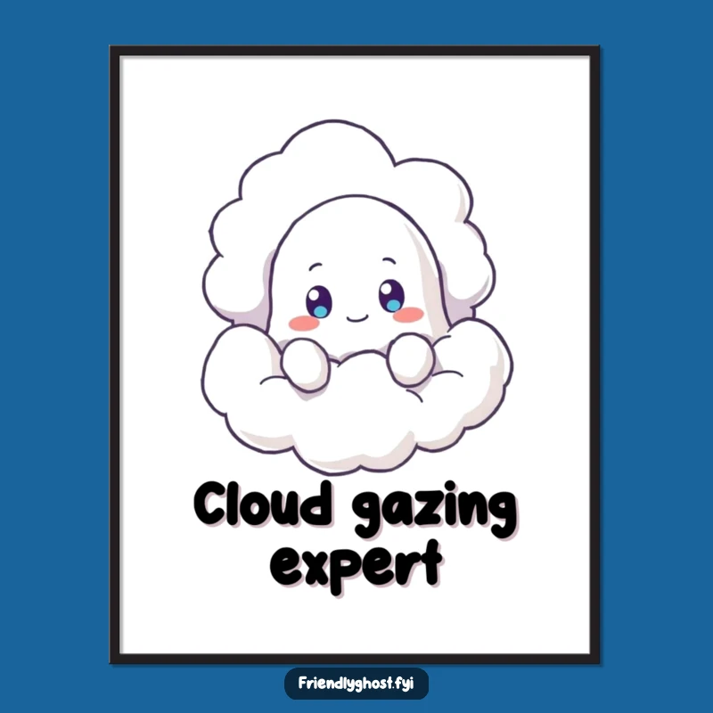 Funny Ghost Cloud Peek Digital Art: Curious Spirit Download, Instant Funny Gift