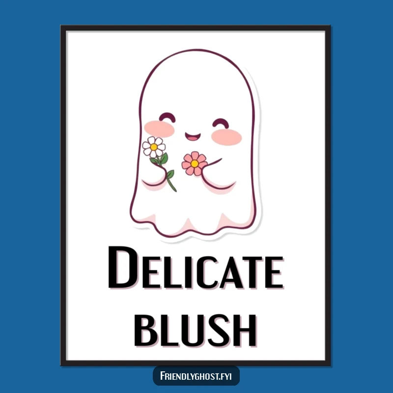 Funny Ghost Blush Digital Art: Sweet Floral Charm for Your Walls Gift