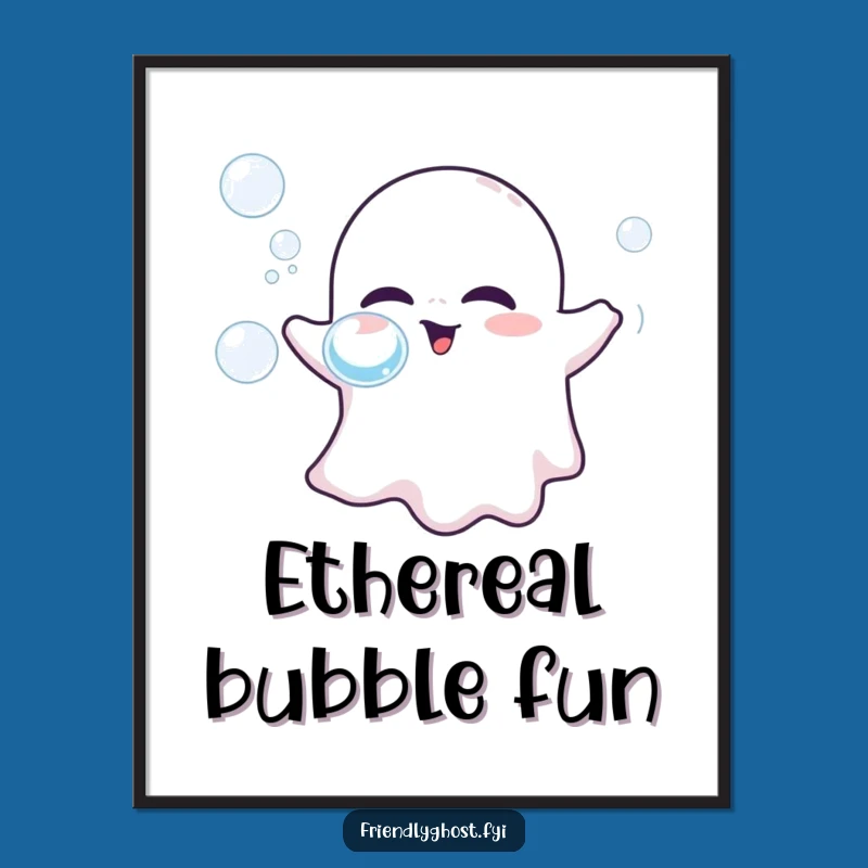 Funny Friendly Ghost Bubbles Digital Art: Whimsical Decor for Your Space!