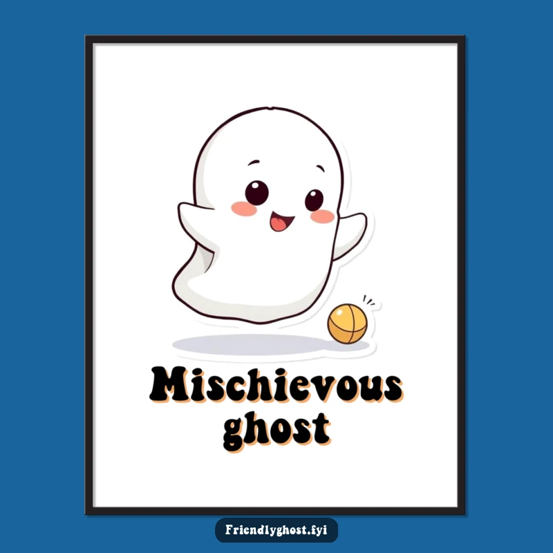 Funny Ghost Bounce Art Print: Mischievous Grin - Instant Spooky Gift Download