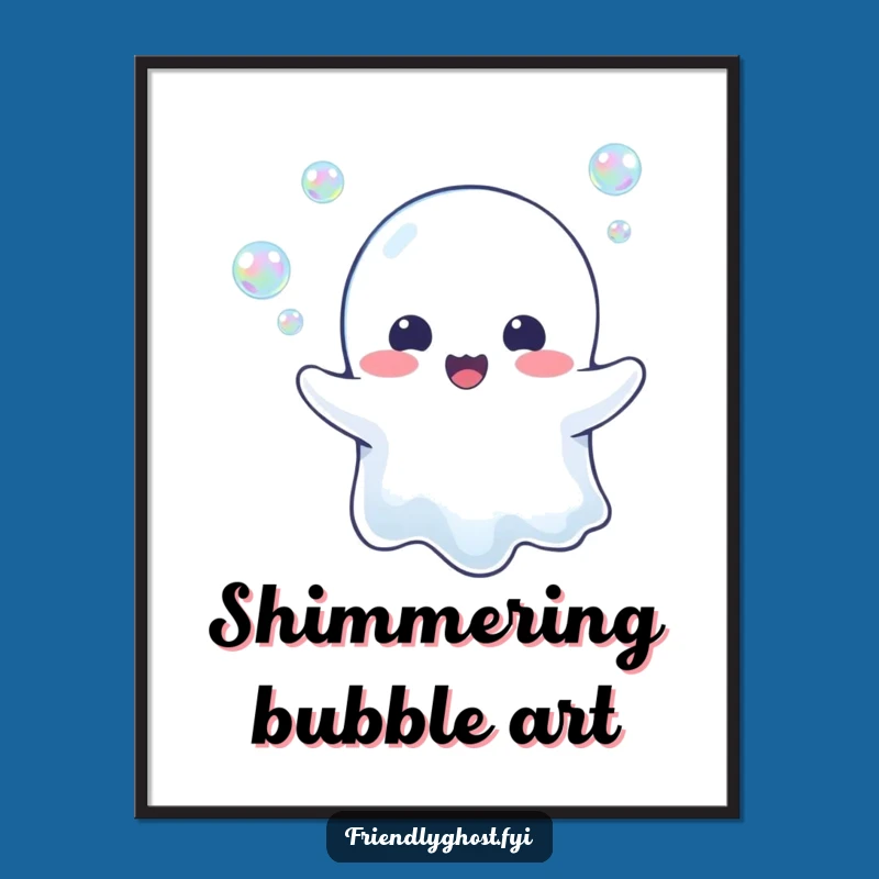 Funny Ghost Bubble Blower Digital Art: Instant Download, Hilarious Whimsical Decor