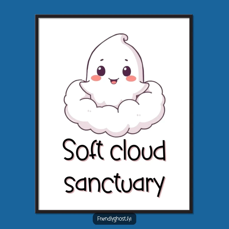 Funny Ghost Cloud Peeker Digital Art: Instant Download, Hilarious Whimsical Decor