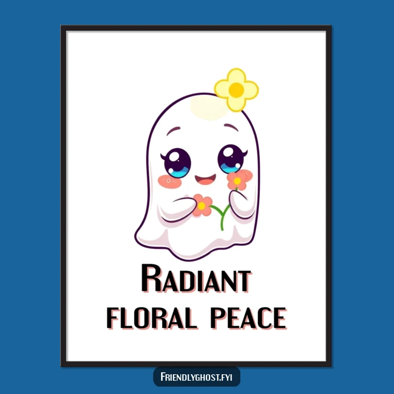Funny Ghost Flower Bearer Digital Art: Instant Download, Hilarious Heartwarming Decor