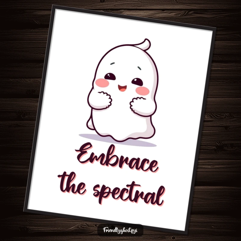 Funny ghost hug digital art print of a cheerful character giving a comforting hug, a humorous and instantly downloadable decor gift.