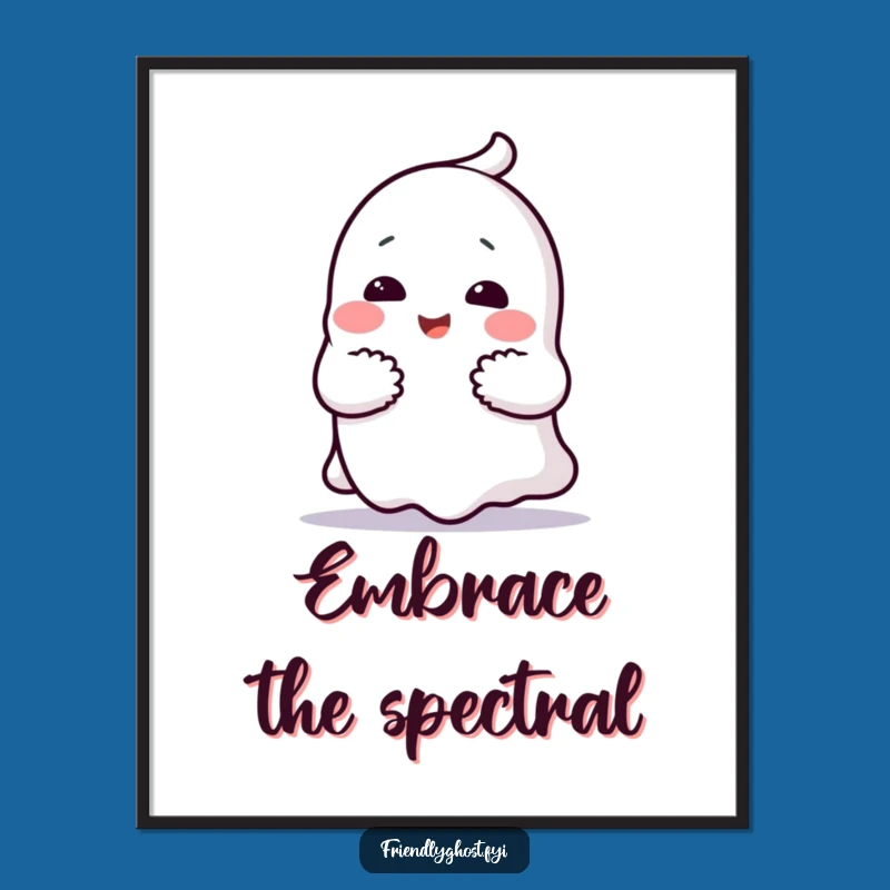 Funny Ghost Hug Digital Art: Cheerful Comfort for Your Walls Gift