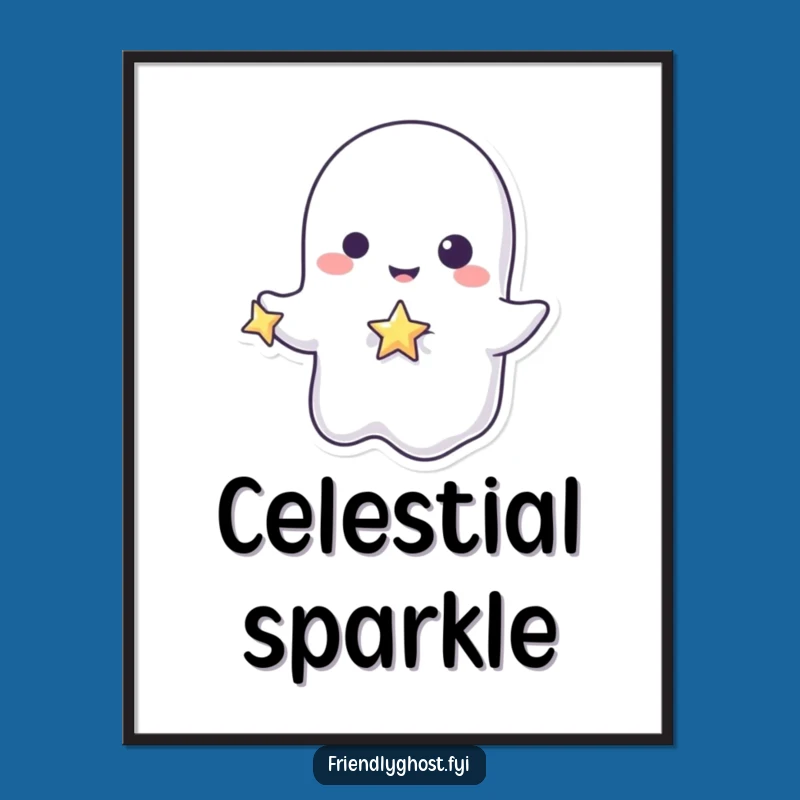 Funny Ghost Star Digital Art: Playful Sparkle for Your Walls Gift
