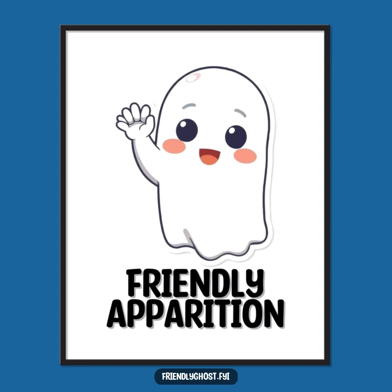Funny Ghost Wave Art Print: Cheerful Phantom Smile - Instant Spooky Gift Download