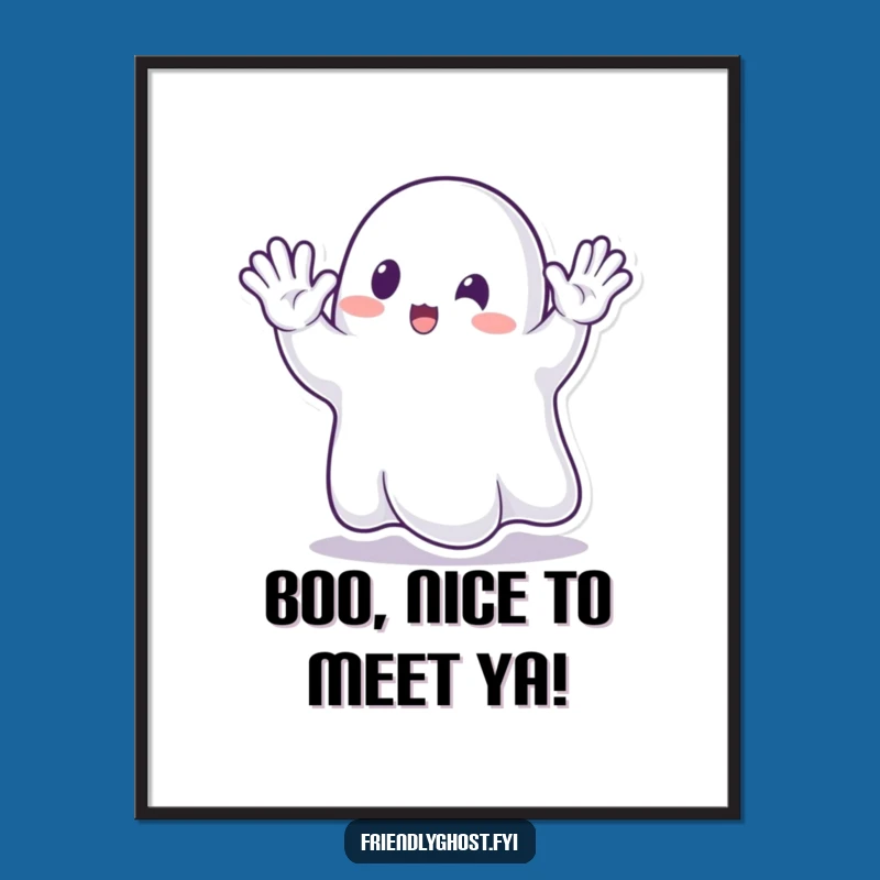 Funny Ghost Waving Digital Art: Enthusiastic Spectral Art for Instant Humor
