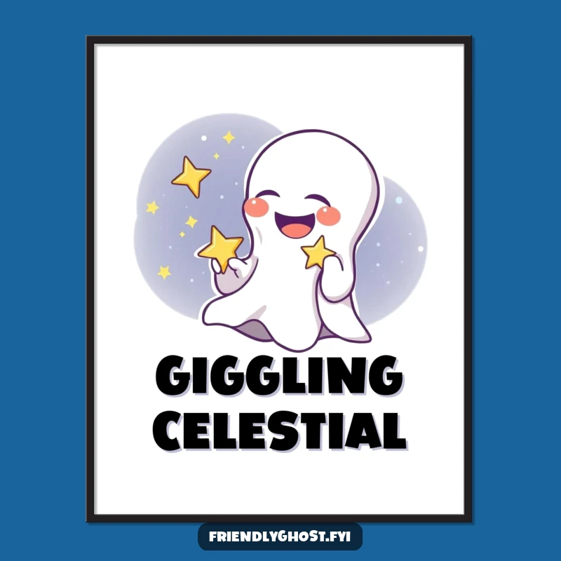 Funny Ghost Child Star Digital Art - Printable Giggling Ghost Decor, Gift