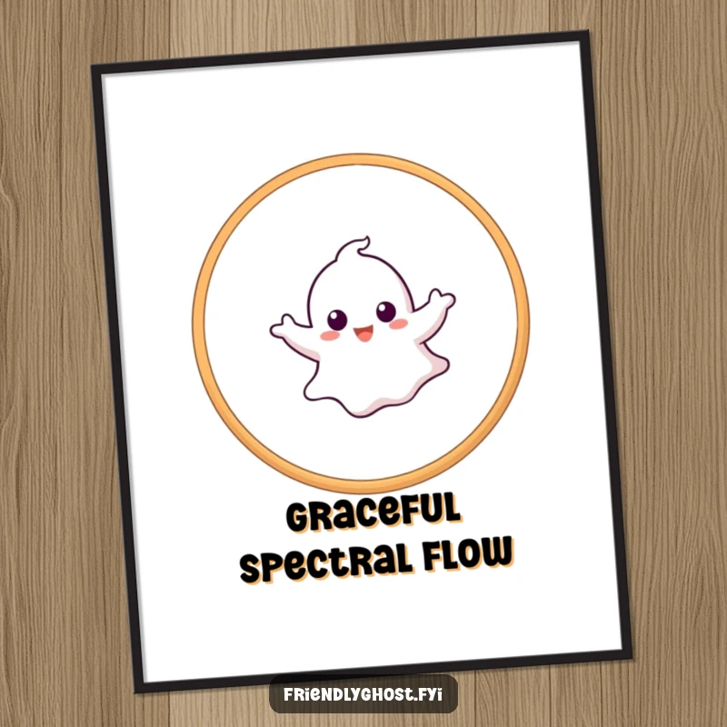 Funny ghost hoop digital art print showing a playful ghost mid-jump through a hoop, perfect for instant room transformation.