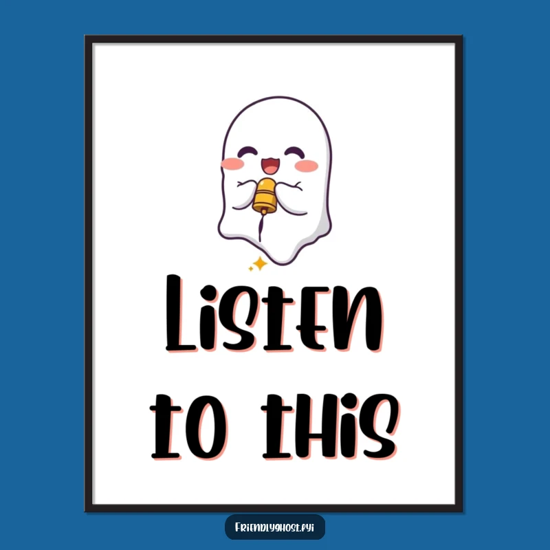 Funny Ghost Bell Ringer Art Print: Cheerful Digital Decor for Joyful Spaces