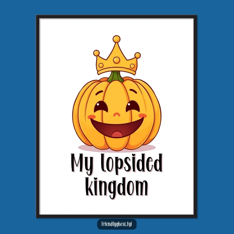 Funny Pumpkin Crown Digital Print: Instant Halloween Whimsy for Your Walls