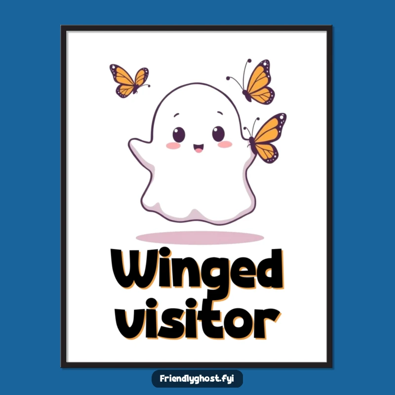 Funny Ghost Butterfly Surprise Digital Art: Whimsical Shocked Decor, Perfect Gift