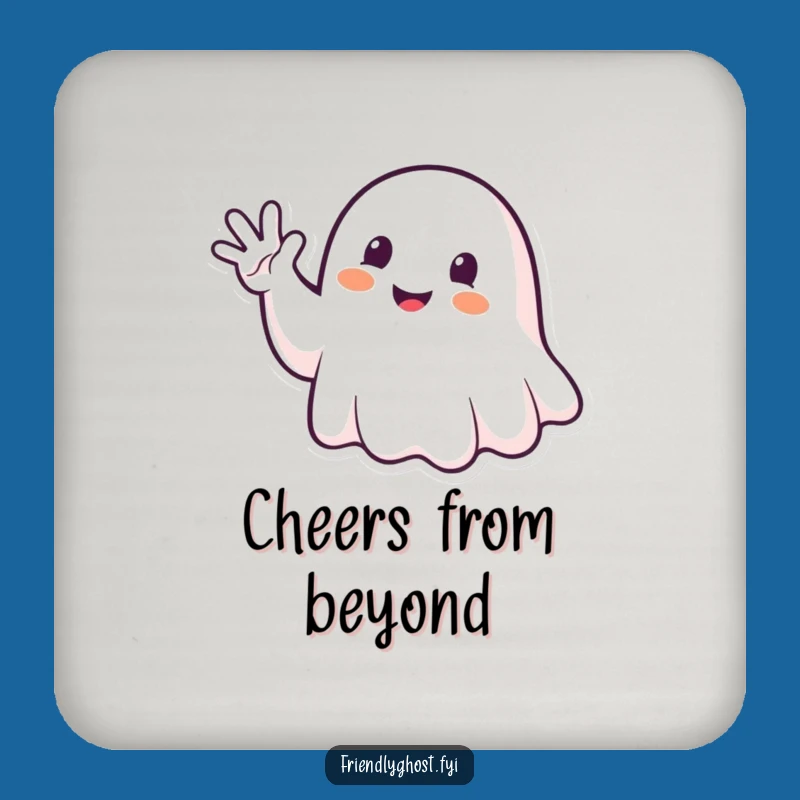 Guard your tables from drips with this funny coaster set featuring a happy ghost waving hello. Adds a touch of playful spirit to any setting.