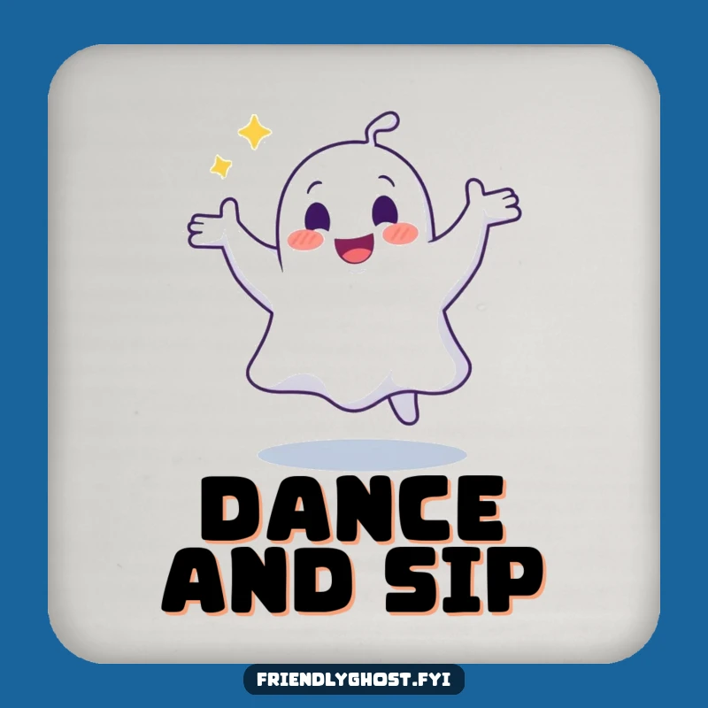 Funny Joyful Ghost Dance Drink Coaster: Add Spectral Rhythm to Drinks