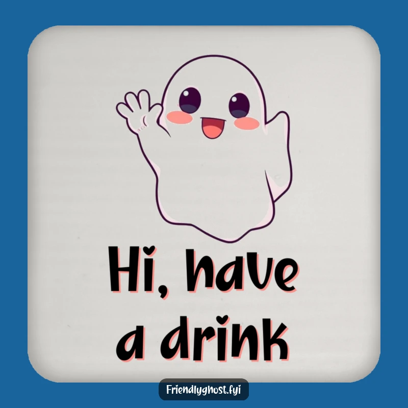 Funny Cute Ghost Waving Drink Coaster: Add Spectral Friendliness to Drinks