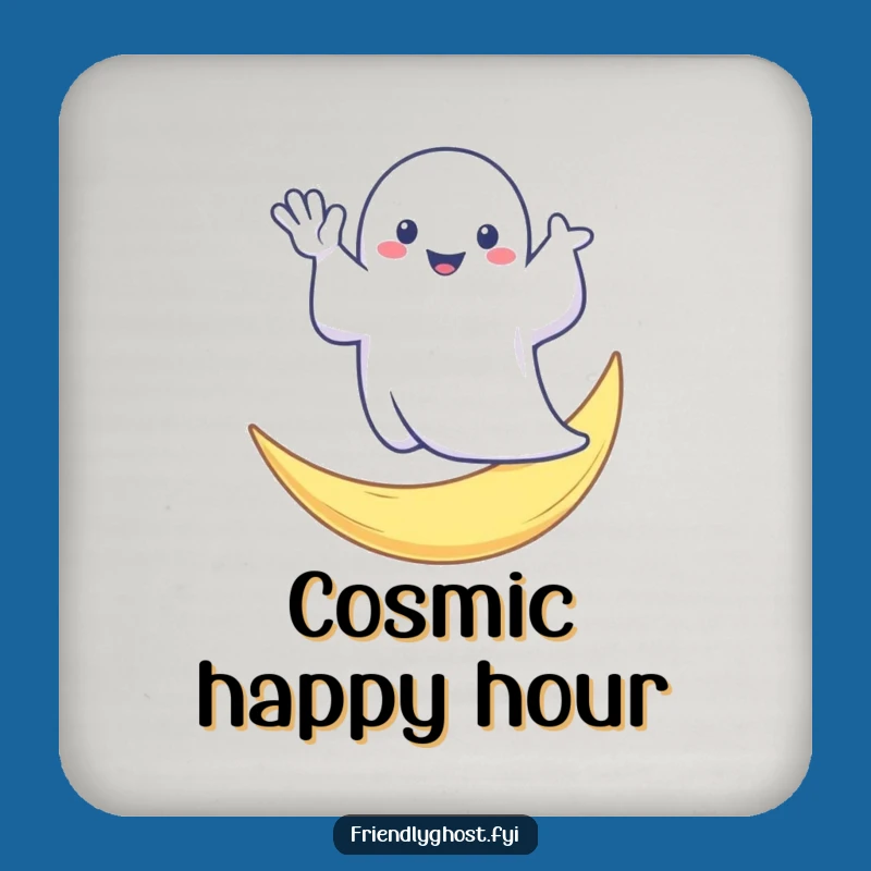 Funny Ghost Moon Wave Drink Coaster: Spooky Table Greeting, Perfect Gift for Hosts