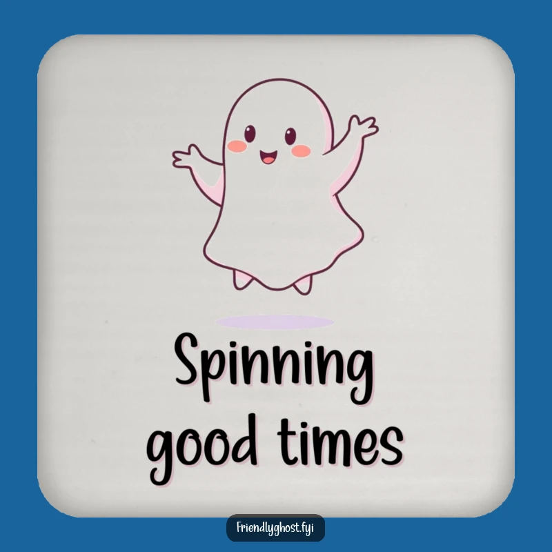 Funny Ghost Pirouette Coaster Set - Whimsical Spooky Surface Protection