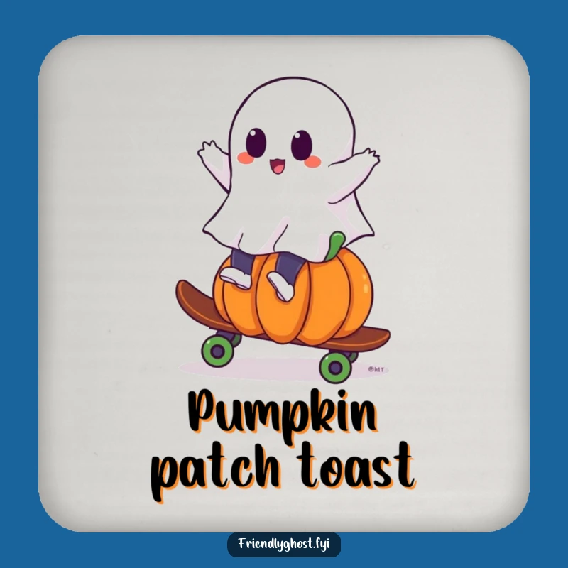 Funny Ghost Pumpkin Skateboard Drink Coaster: Protect Surfaces with Spooky Thrills
