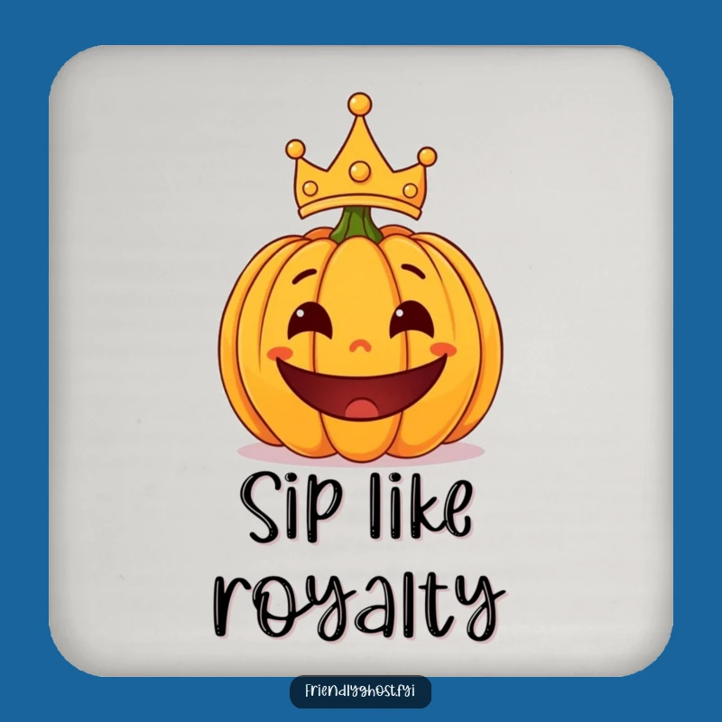 Funny Pumpkin Crown Coaster: Protect Surfaces with Royal Halloween Charm