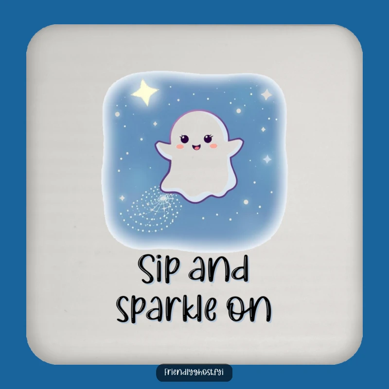 Funny Sparkling Ghost Path Coaster: Protect Surfaces with Magic