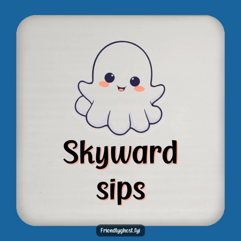 Funny Little Ghost Cloud Peek Drink Coaster: Add Spectral Charm to Drinks