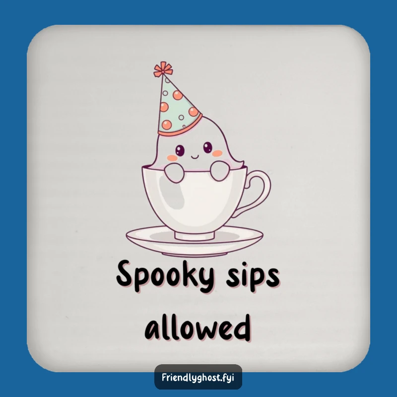 Funny Ghost Teacup Coaster: Protect Surfaces with Boo-tifully Shy Charm
